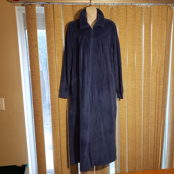 Other - Blue long full length zipper women's bath robe